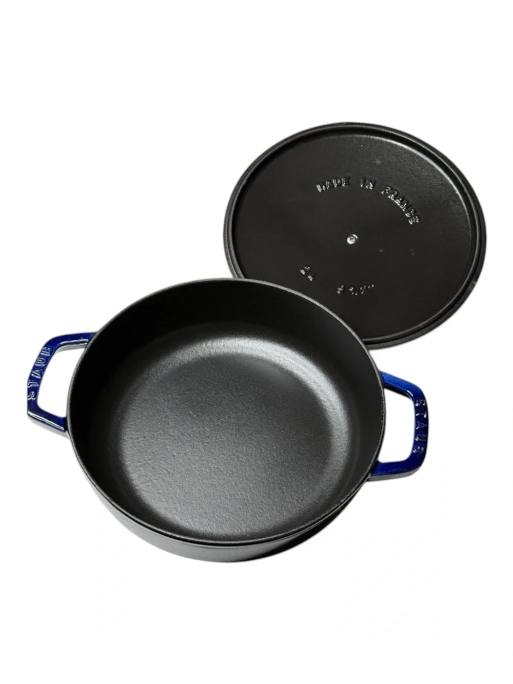 Staub 𖦹 Enameled Cast Iron Braiser with Enamel Lid 𖦹 Glossy Sapphire 𖦹 2L 3.5Q 𖦹